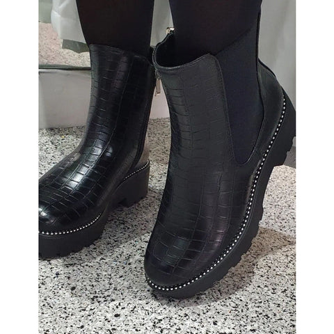 Silver Trimmed Ankle Boots